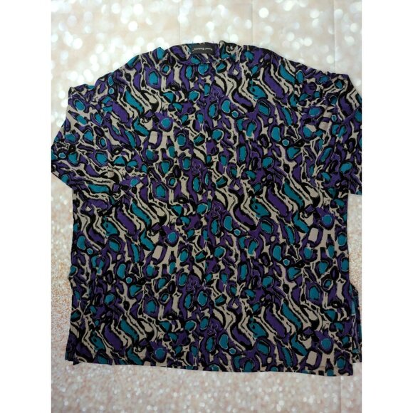 Travel Elements Womens Plus Size 2XL Stretch Print Tunic Top Embellished - Picture 7 of 9